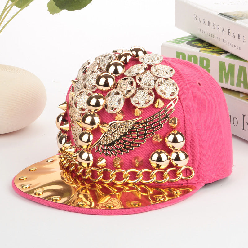 Baseball Cap with Stunning Gold Wing - Shaped Metal Embellishments
