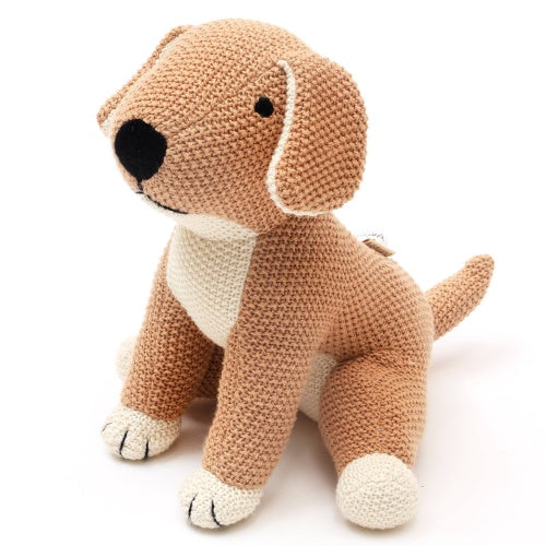 Handmade Peach Color Pattern Puppy Plush Toy – Adorable, Soft & Perfect for Gifts | Unique Handcrafted Design