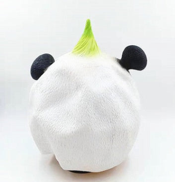 Punk panda mask rear view — showing full latex coverage and rounded panda ear shape