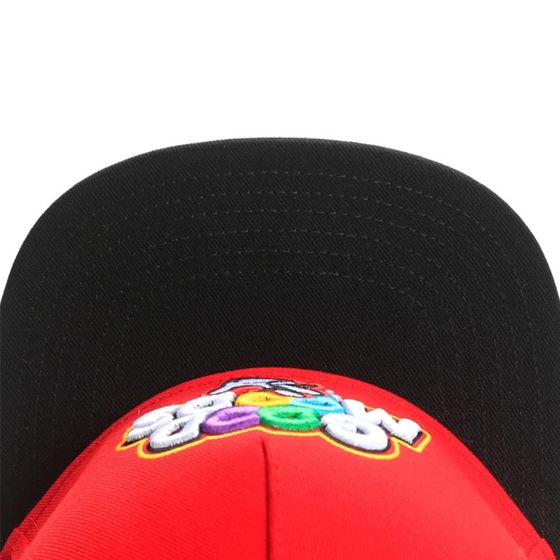 Red Snapback Cap with "GOOD MOODS" & Hand Gesture Embroidery