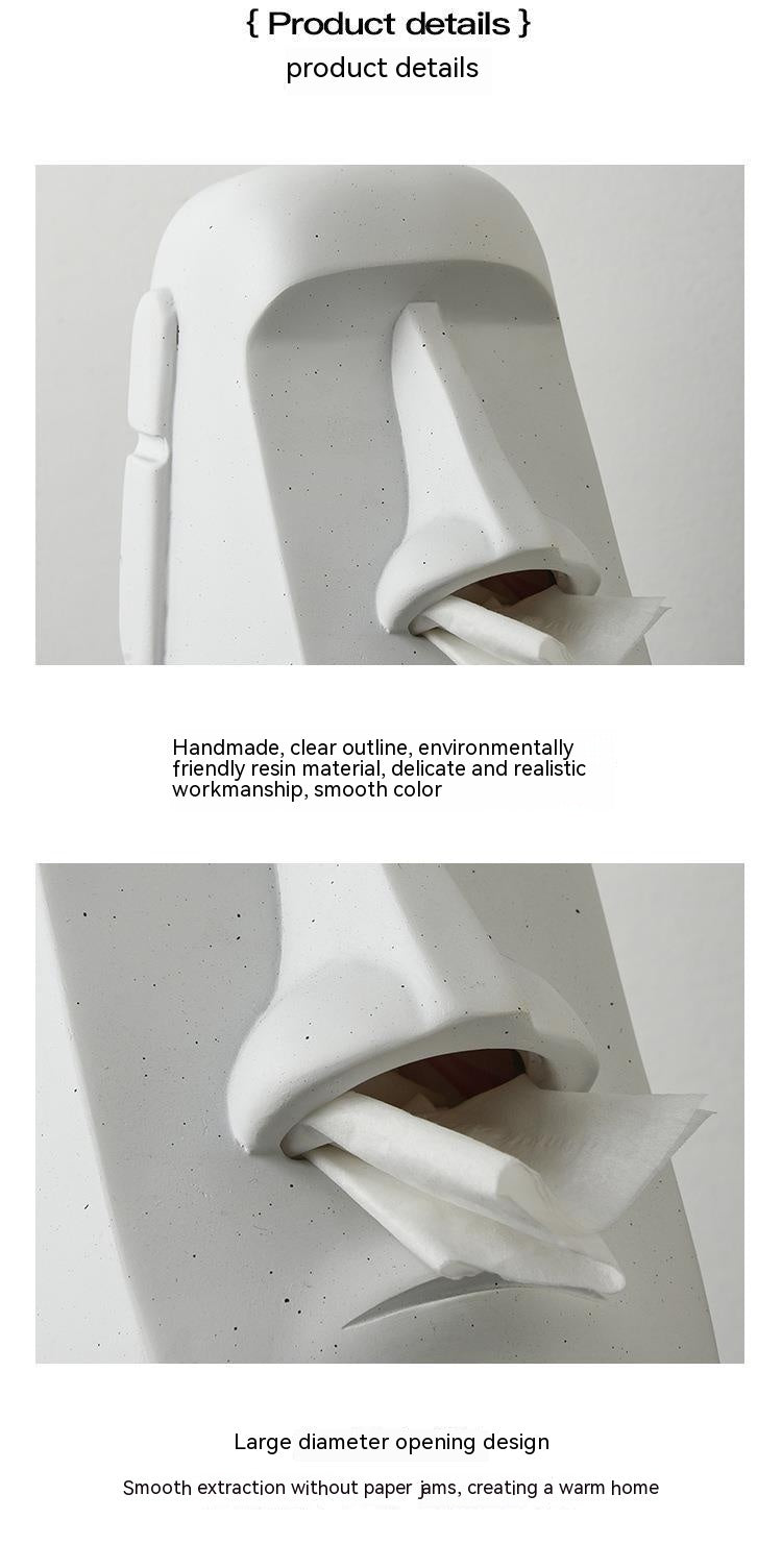Unique Moai Stone Statue Mouth Tissue Box Decoration - A Must - Have Home Accessory!