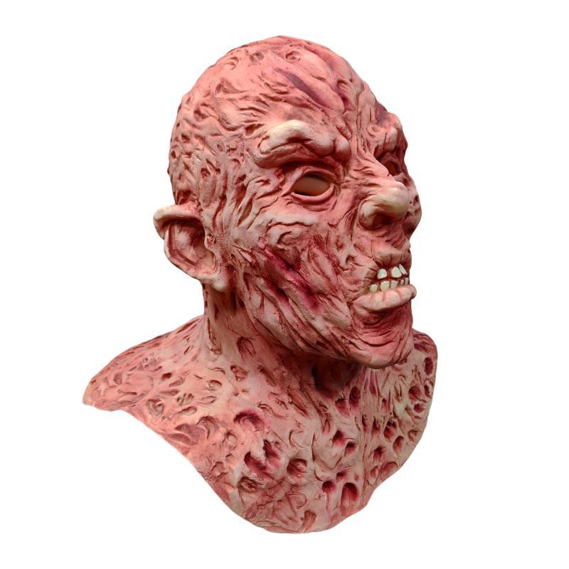 Freddy Krueger latex mask worn by adult — side profile showing full head coverage