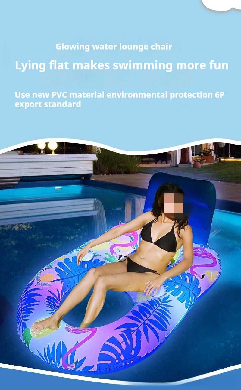 Inflatable Water Luminous Floating Bed Swimming Pool Backrest Recliner Seat Ring Floating With Light