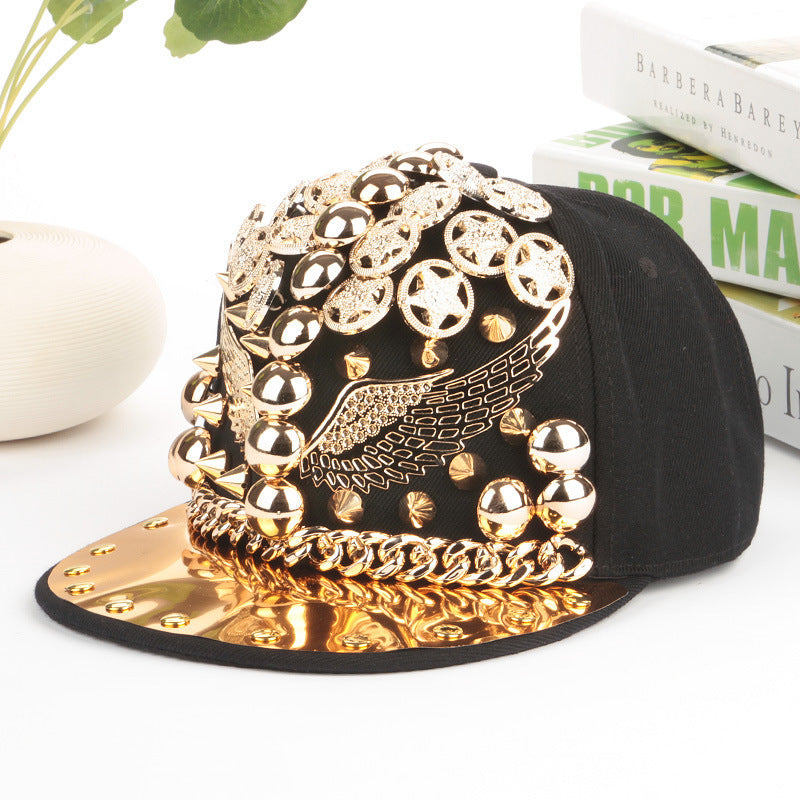 Baseball Cap with Stunning Gold Wing - Shaped Metal Embellishments