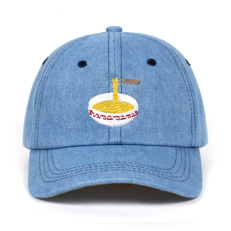 Baseball Cap with Noodles Bowl Embroidery - Unique Food - Inspired Headwear