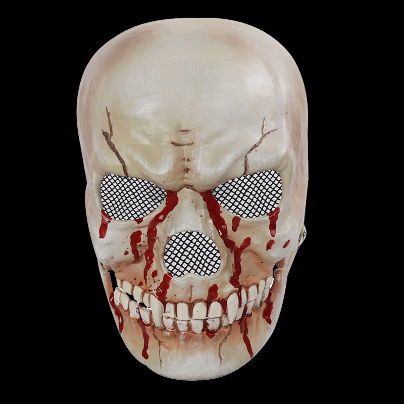 Dripping blood skull mask — painted detail on white plastic
