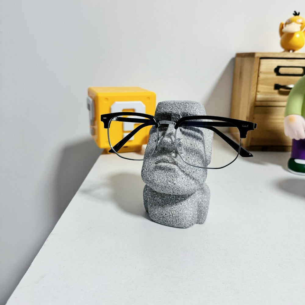 Moai Stone Statue Decoration - Creative Glasses Bracket for a Stylish Home