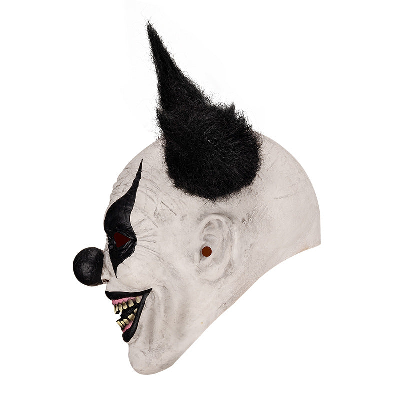 Horror clown mask side profile — thick latex construction detail