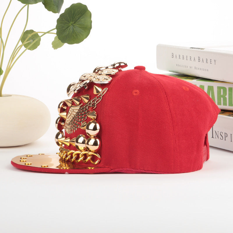 Baseball Cap with Stunning Gold Wing - Shaped Metal Embellishments