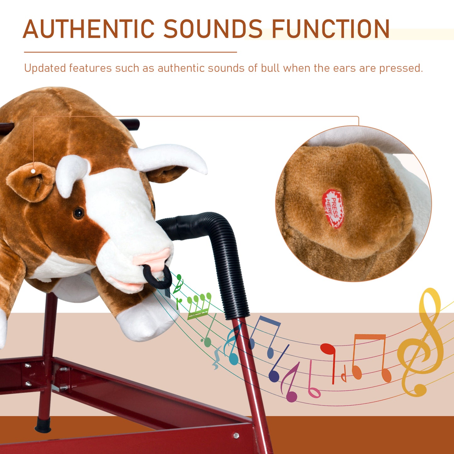 Rodeo bull rocker with foot pedals - safety grip detail for confident young riders