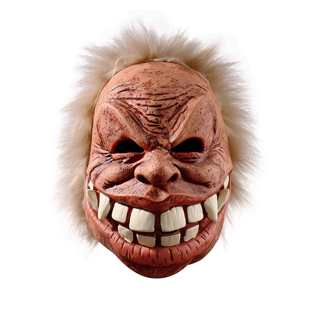 Old man character mask — side profile with deep laugh lines