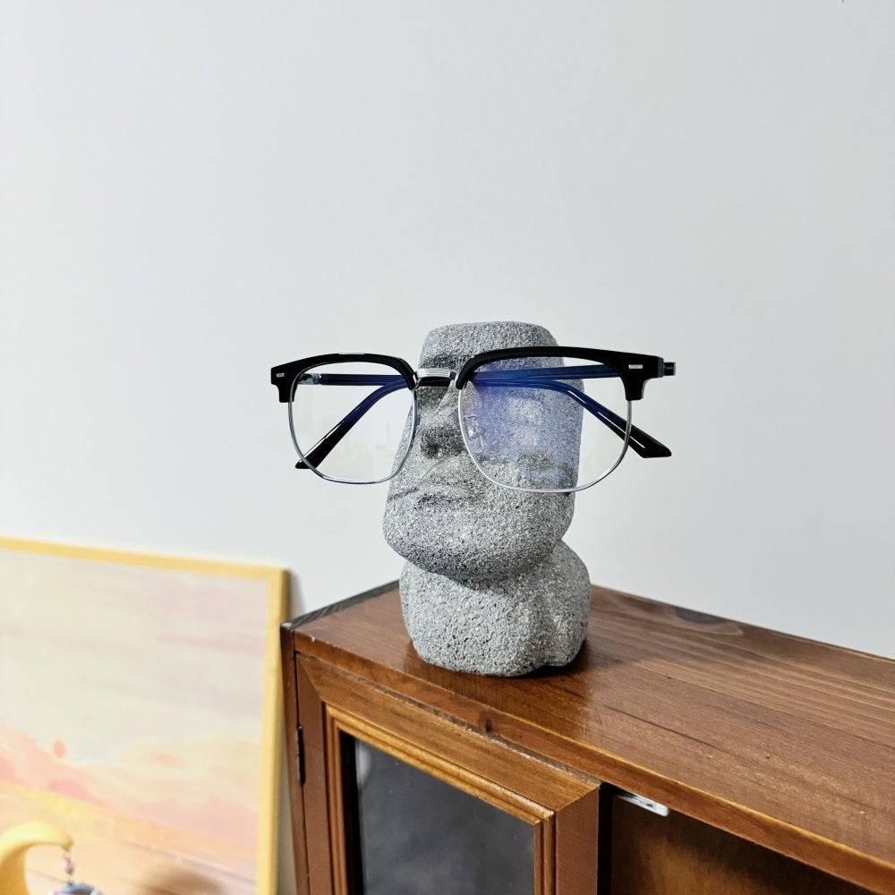 Moai Stone Statue Decoration - Creative Glasses Bracket for a Stylish Home