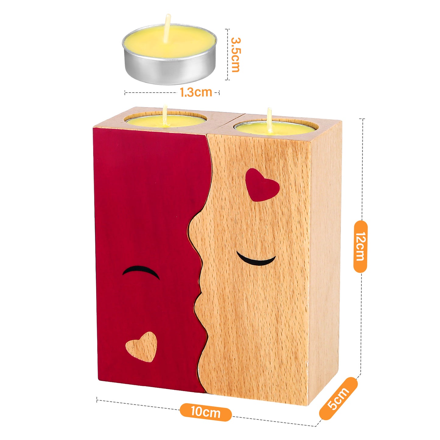 Kissing Couple Wooden Candle Holders - Romantic Gift Set