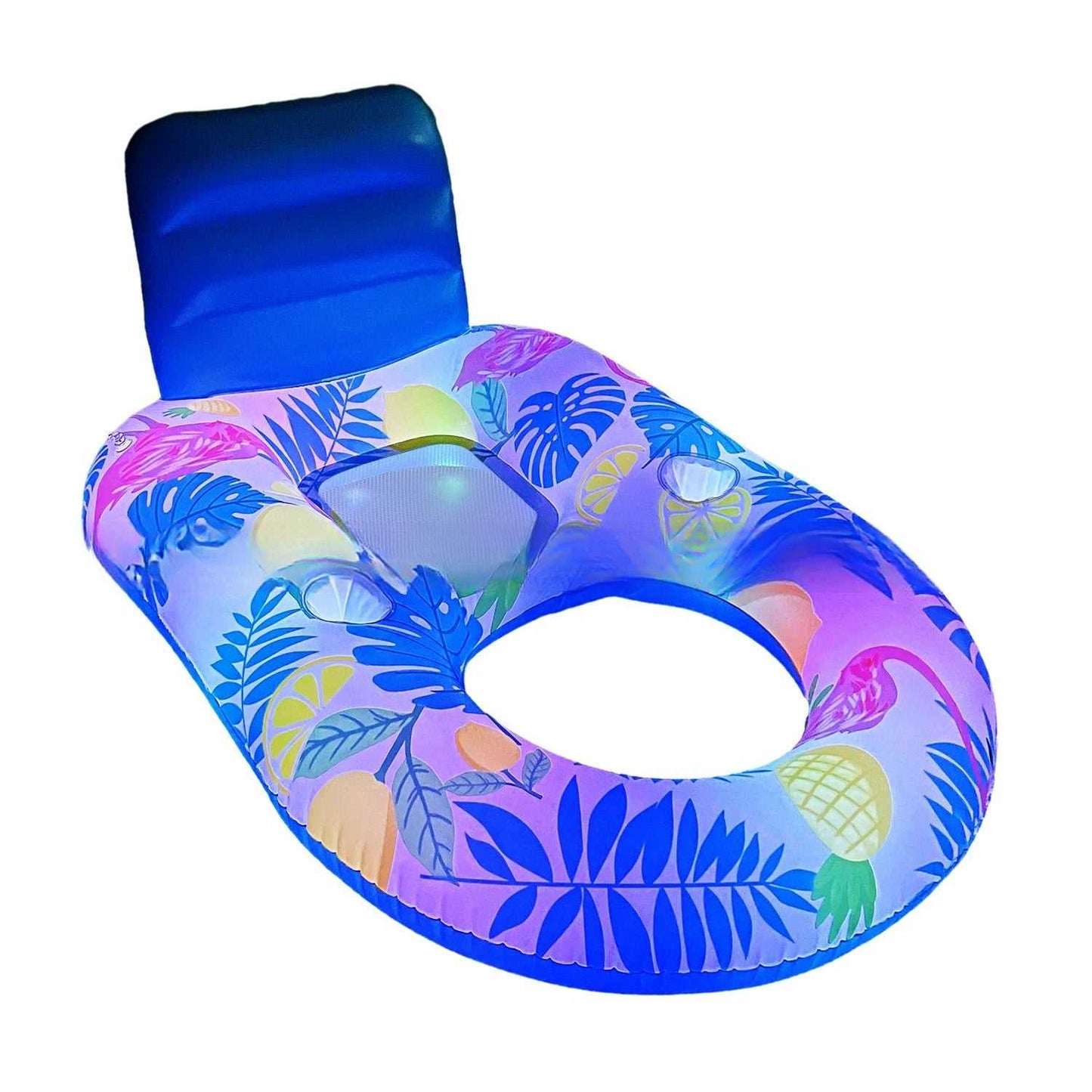 Inflatable Water Luminous Floating Bed Swimming Pool Backrest Recliner Seat Ring Floating With Light